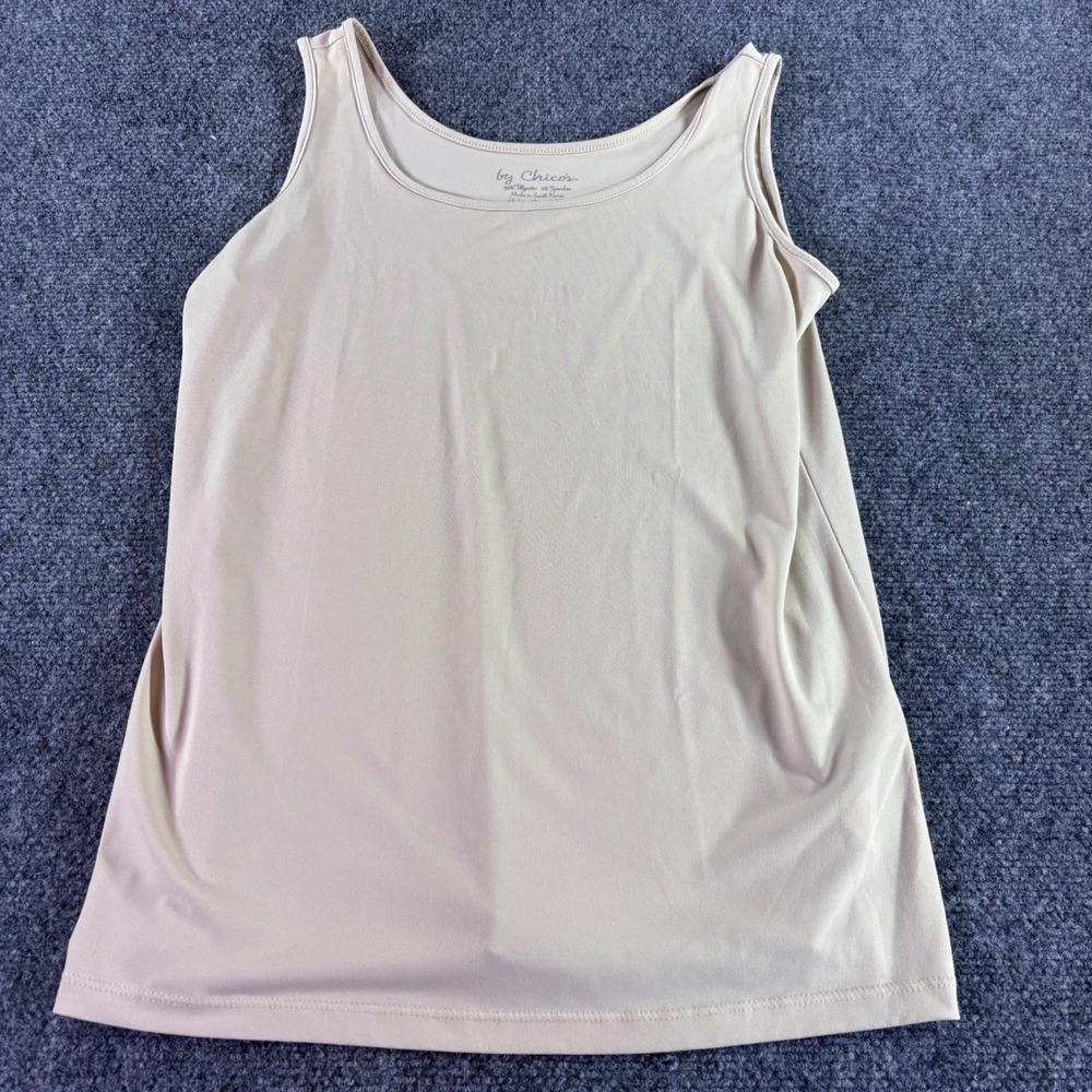 Chico's Tank Top Women Size 0 Beige Shell Scoop Neck Stretch Layering Basic